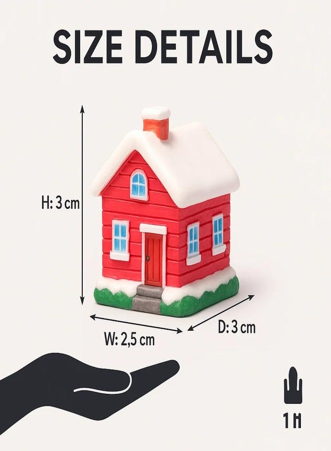 VAYINATO 4 Pcs Christmas Village Resin Miniature House Figurines - Potted Snow House Collectible Decor for Home, Thanksgiving & Christmas Tabletop, Fairy Garden Micro Landscape - Image 5